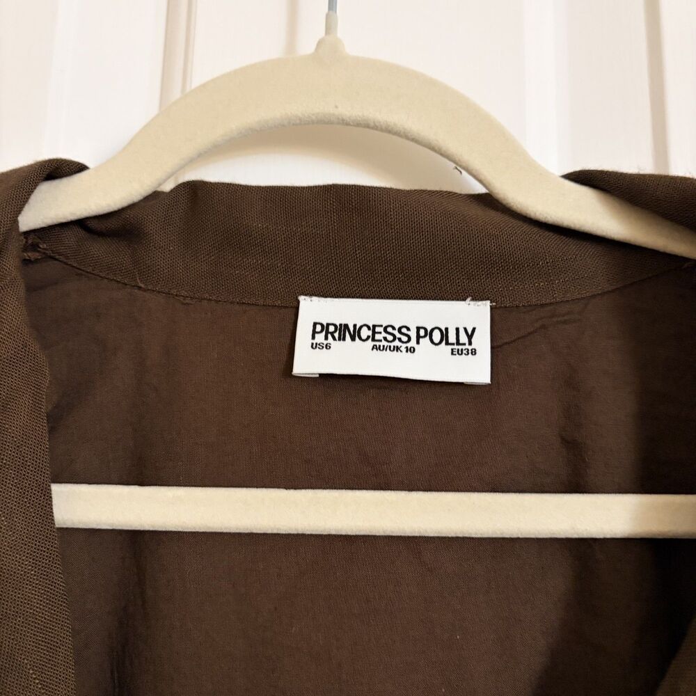 Princess Polly Pique Button Down Mini Dress Brown NWT - Picture 11 of 12